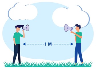 Illustration vector graphic cartoon character of Keep a distance of 1 meter