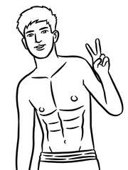 Fototapeta premium black and white of man for painting