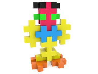 Abstract human figure from puzzle pieces