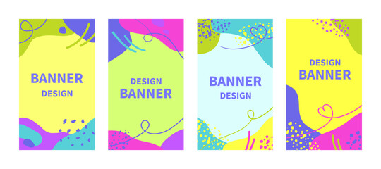 Vector set of colorful banners. Abstract summer templates