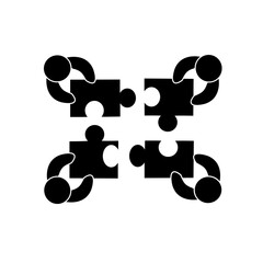 Teamwork people with puzzle pieces top view. Teamwork people vector for jigsaw design, marketing, icon and logo template. Modern flat teamwork people with puzzle. Puzzle pieces, vector illustration
