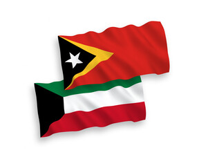 Flags of East Timor and Kuwait on a white background