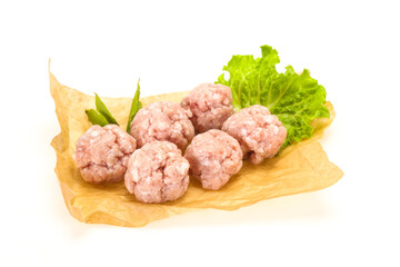 Homemade raw pork minced meatball for cooking