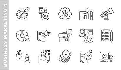 business marketing 4, elements of business marketing icon set. Outline Style. each made in 64x64 pixel