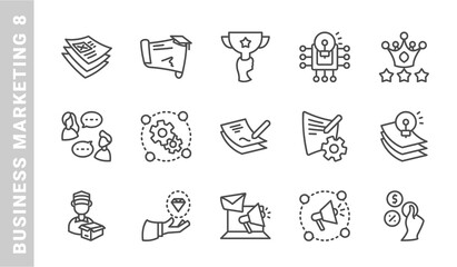 business marketing 8, elements of business marketing icon set. Outline Style. each made in 64x64 pixel