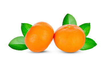 Orang fruit isolate. Orange with leaves isolated on white.