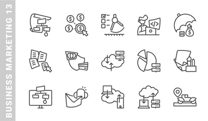 business marketing 13, elements of business marketing icon set. Outline Style. each made in 64x64 pixel