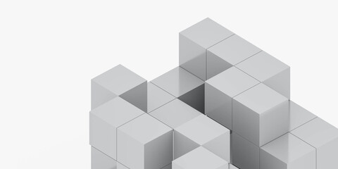 abstract grey cubes minimalistic design 3d render illustration
