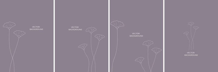  Set of vector abstract backgrounds templates in minimal style with flowers.