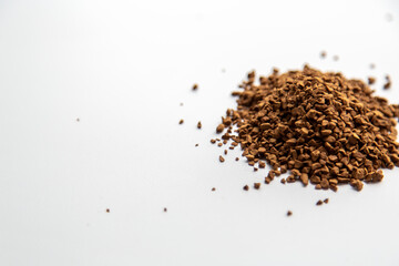 coffee granules on white background