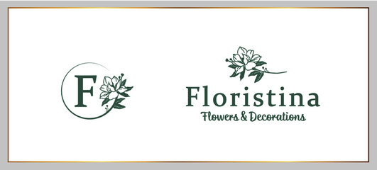 READY TO USE: flower logo, florist, home furnishings, accessories, home & living. Professional, unique and modern sign, illustration. - 405487289