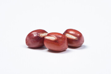 azuki beans , red beans on white background