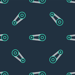 Line Timing belt kit icon isolated seamless pattern on black background. Vector.