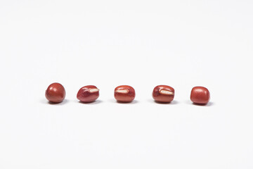 azuki beans , red beans on white background