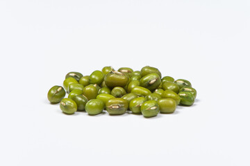 Green bean or mung bean on white background