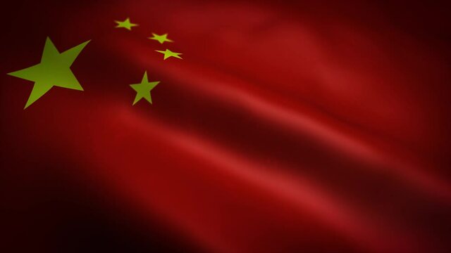 China Flag Background Waving Seamless Looping/ 4k animation of a vintage grunge textured chinese flag background waving, with wind and fabric effects seamless looping