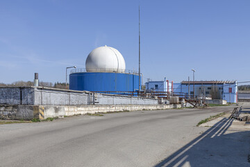 
Bio gas plant with blue sky.