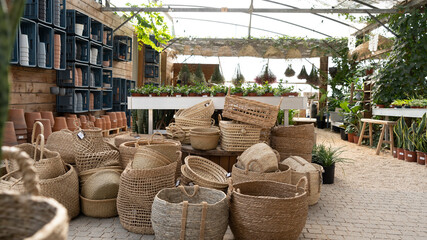Wicker baskets in the plantation
