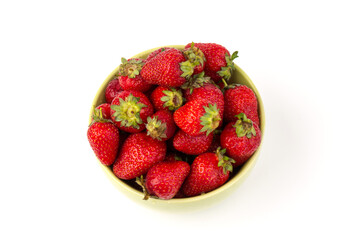 Ripe strawberries isolated on white background, place for text