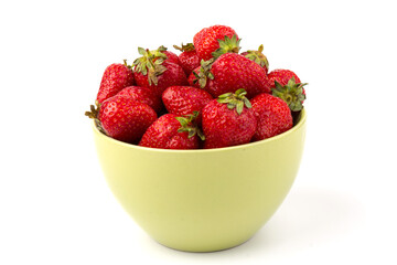Ripe strawberries isolated on white background, place for text