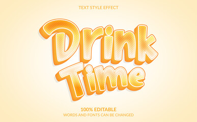 Editable text effect, Drink time text style