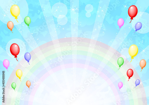 虹 バルーン 集中線青空 Wall Mural Wallpaper Murals Kid A