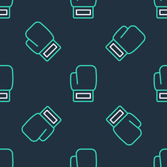 Line Boxing glove icon isolated seamless pattern on black background. Vector.