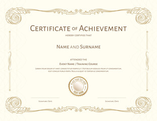 Luxury certificate template with elegant border frame, Diploma design for graduation or completion