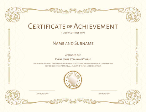 Luxury certificate template with elegant border frame, Diploma design for graduation or completion