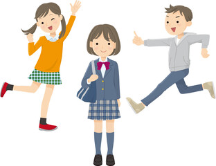 Junior high school girls and boys