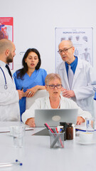 Brainstorming teamwork of physicians solving problem related to illnesses of patients in modern...