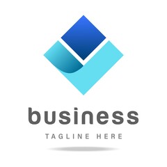 Abstract art square rhombus logo with blue shape background.Design template icon, sign sucsess, symbol safe.Brand Identity for business company,secure,technology,innovation,digital.Vector illustration