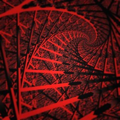 Fototapeta na wymiar vivid red on black background structural corkscrew to vanishing point 3D illustration design concept
