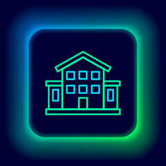 Glowing neon line House icon isolated on black background. Home symbol. Colorful outline concept. Vector.