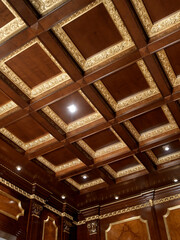 Texture of a wooden boiserie ceiling