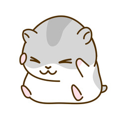 ハムスターのイラスト　毛づくろい
