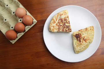 spanish omelette with eggs and potatoes