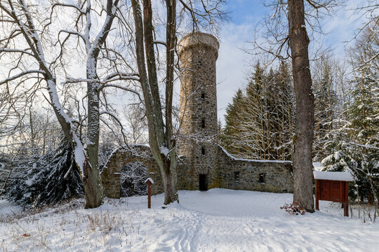 Hamelika lookout tower was built in the shape of a romantic castle ruins - Marianske Lazne (Marienbad) - Czech Republic