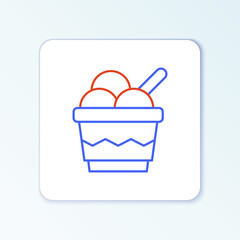 Line Ice cream in the bowl icon isolated on white background. Sweet symbol. Colorful outline concept. Vector.