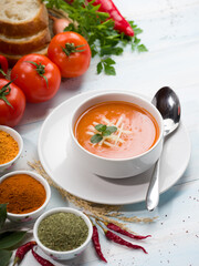 Tasty tomato soup made of fresh tomatoes