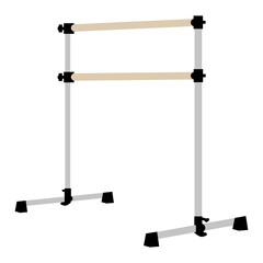 Ballet barre, studio equipment ballerina room, vector illustration, wood amd metal