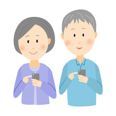 Obraz premium スマホ シニア 操作