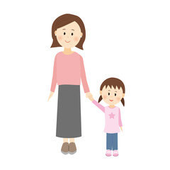 親子　手を繋ぐ