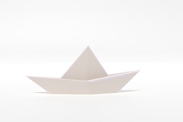 3d illustration. Paper boat on a white background