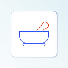 Line Mortar and pestle icon isolated on white background. Colorful outline concept. Vector.