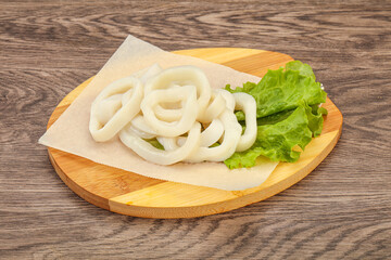 Raw squid rings for cooking