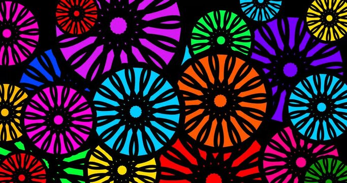 abstract and colorful flower shapes animate footage clip