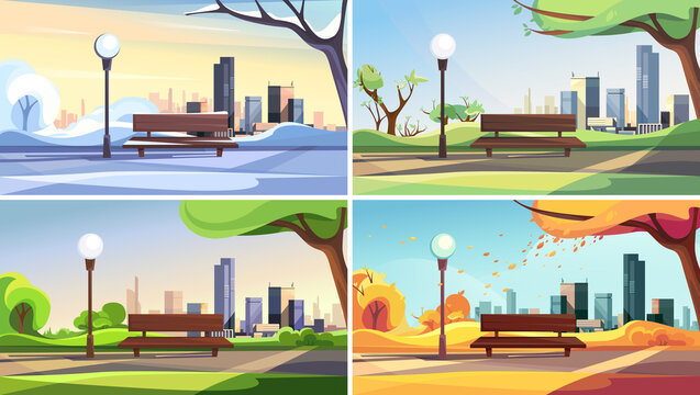 City Park in different times of year. Beautiful outdoor scenes.