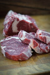 raw meat on a cutting board