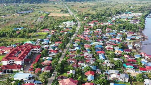 Aerial footage view of Kampung Serusup is located about 16 km from Tuaran town, Sabah. 